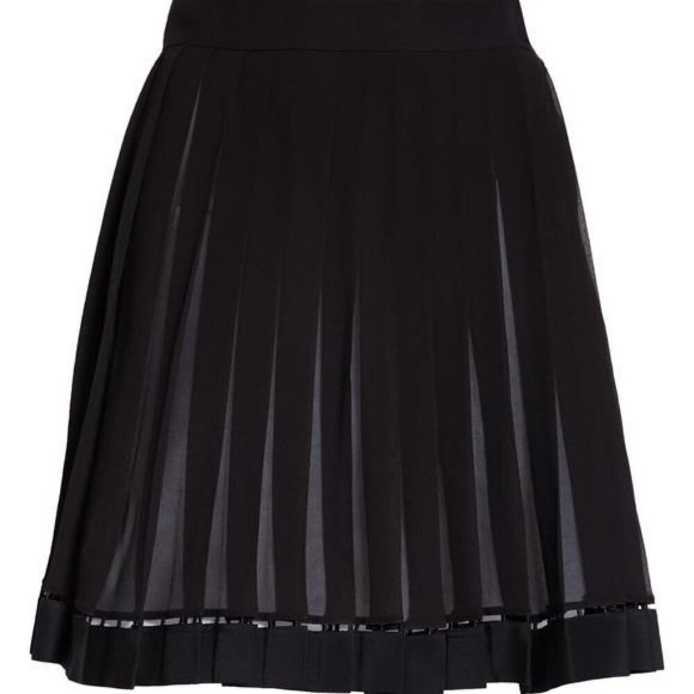 New Authentic Versace Pleated Silk Georgette Skirt in Black